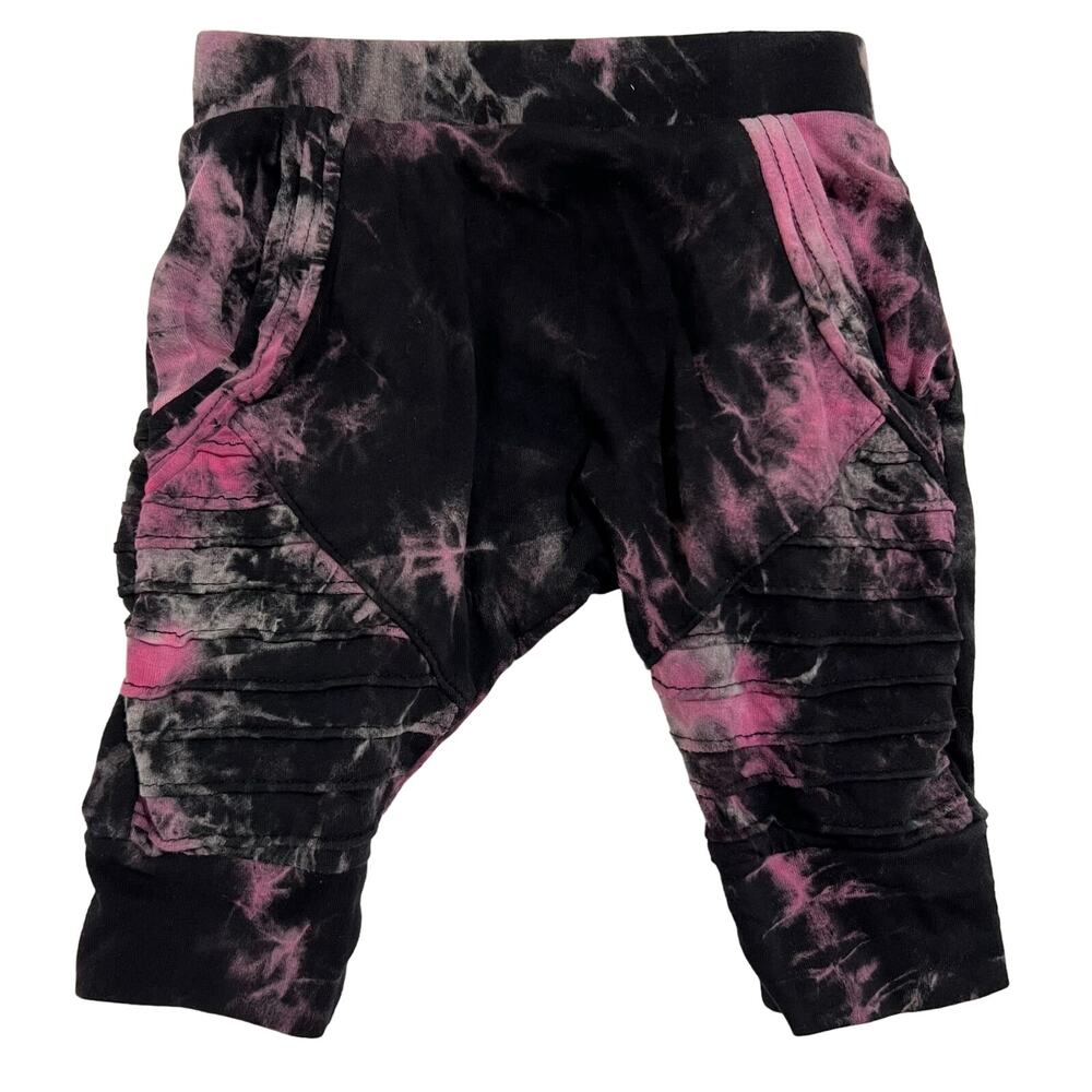 Posh Kiddos Pink & Black Tie Dye Biker Shorts Size 12M